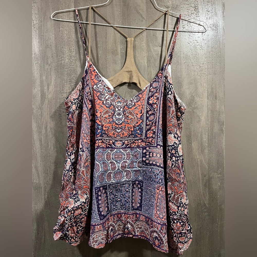 Bershka Blue and Pink Sleeveless Camisole Relaxed Fit size large